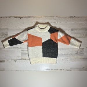Toddler Boys Color Block Sweater. SHEIN. Size 90 (2T) Black/Cream/Burnt Orange
